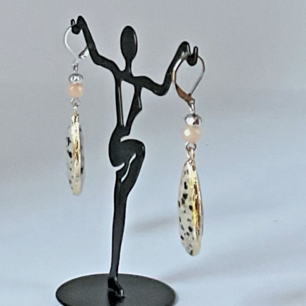 J.Jill ~ Beautiful Dalmatian Stone Drop Earrings ~ NWOT - Picture 2 of 5